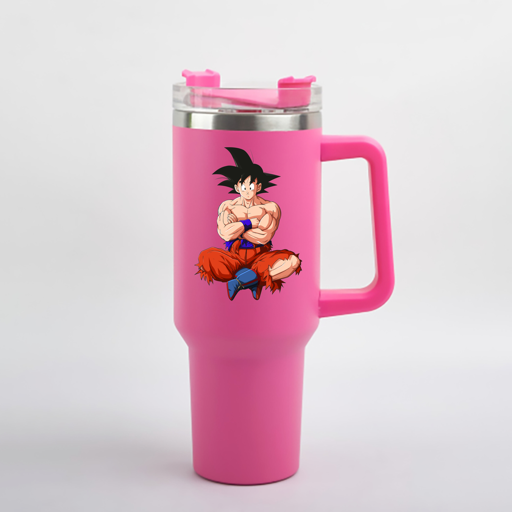 （画像用） ドラゴンボール 孫悟空（そん ごくう）Son Goku カカロット DRAGON BALL Kakarotto 1200mL車用タンブラー - クリスタルステッカー（プラスチックストロー付き）